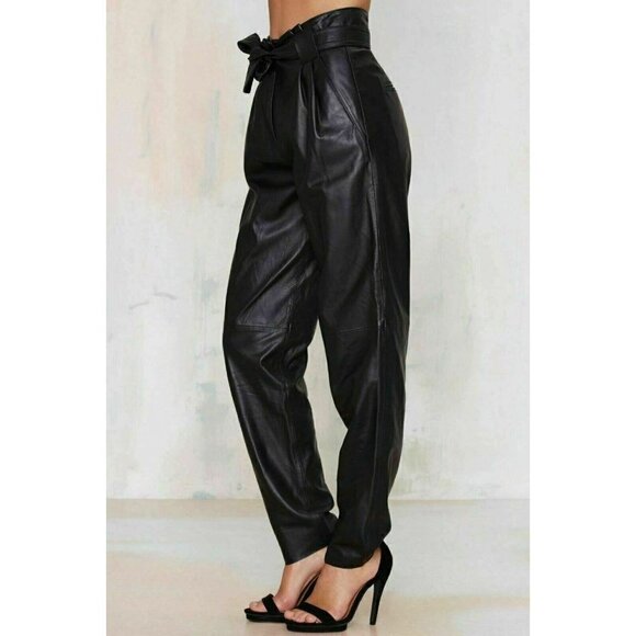 Just Female Womens Black Leather Sago Pants defect - Picture 3 of 11